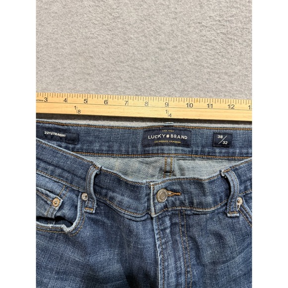 Lucky Brand Jeans Mens 38x32 221 Original Straight Denim Blue Jeans - Picture 10 of 14